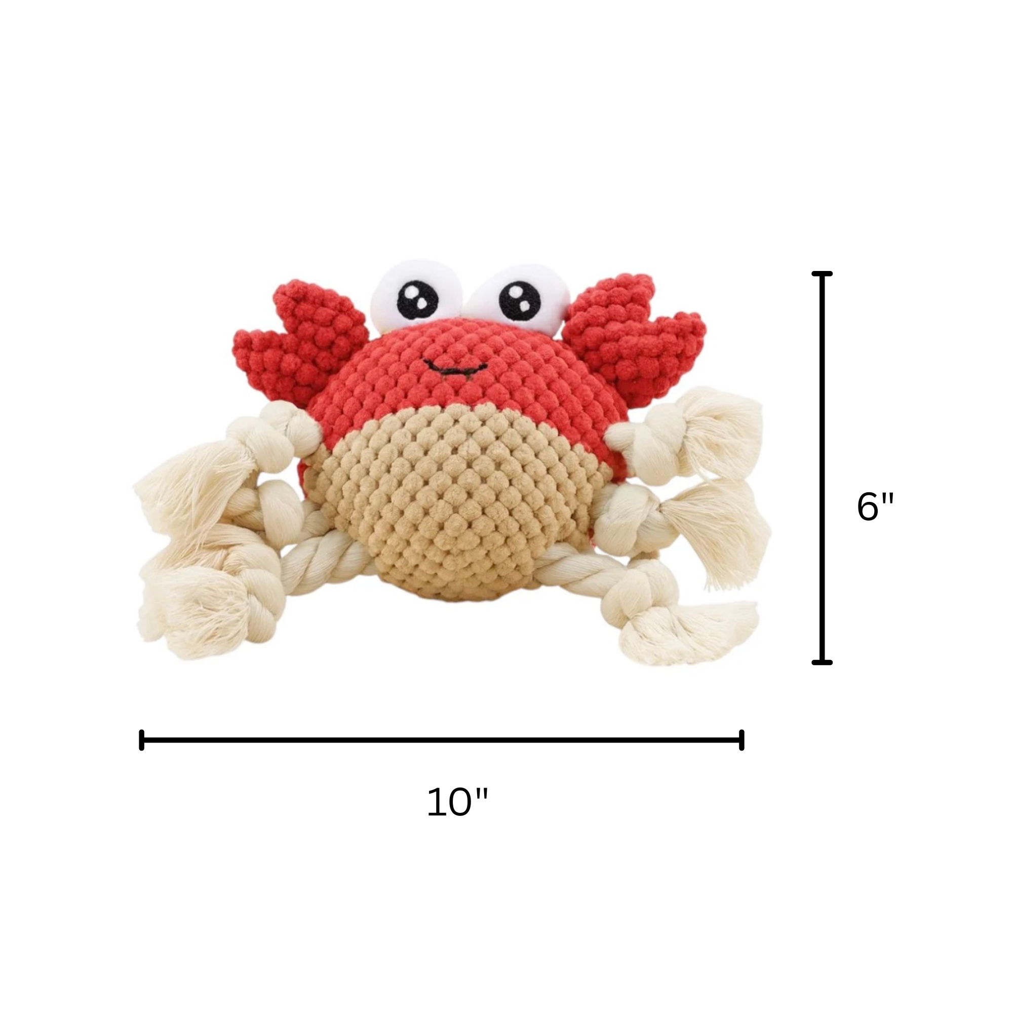 Crab Plush Dog Toy | Multi-Textured Plush & Rope - Pawlipop