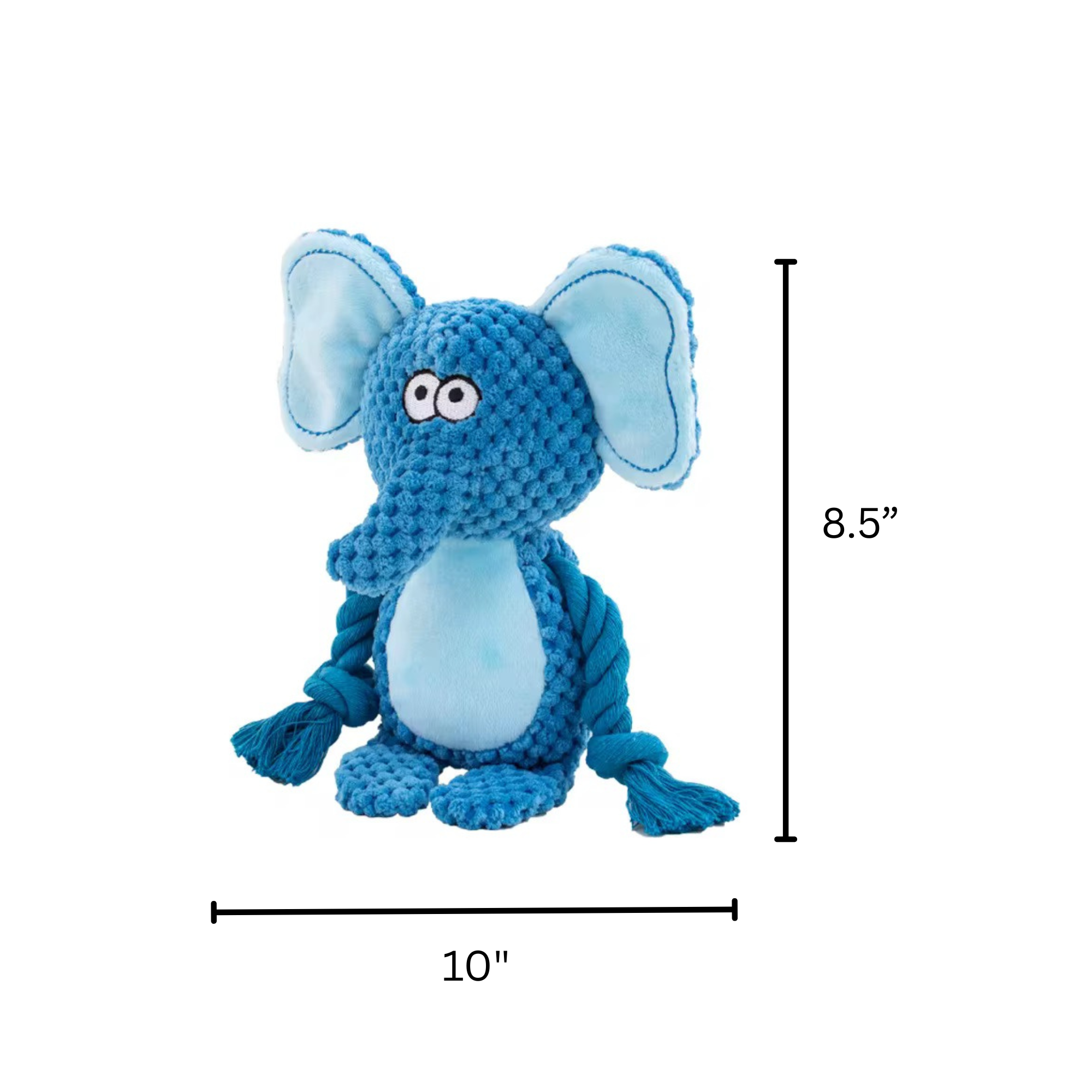 Blue Elephant Plush Dog Toy | Soft Squeaky Rope Toy - Pawlipop