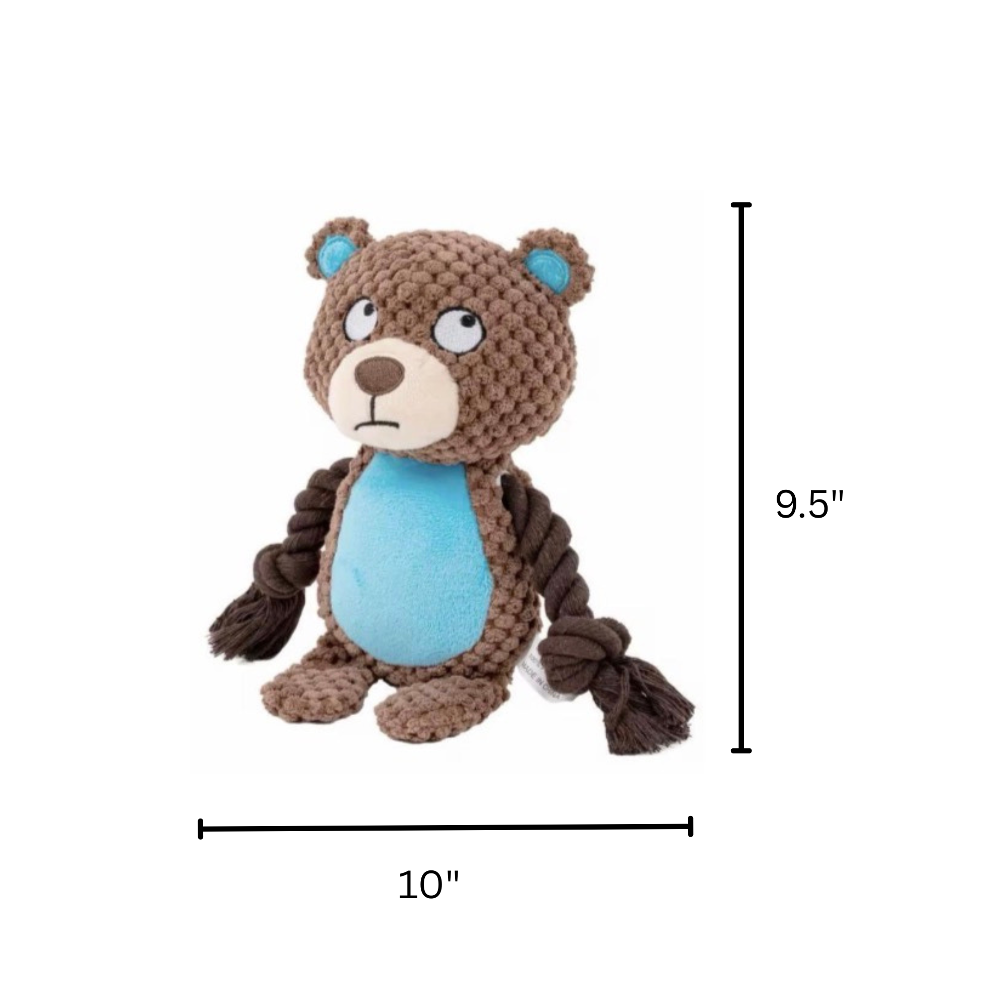 Plush Bear Dog Toy with Rope | Soft Squeaky & Multi-Texture Toy - Pawlipop