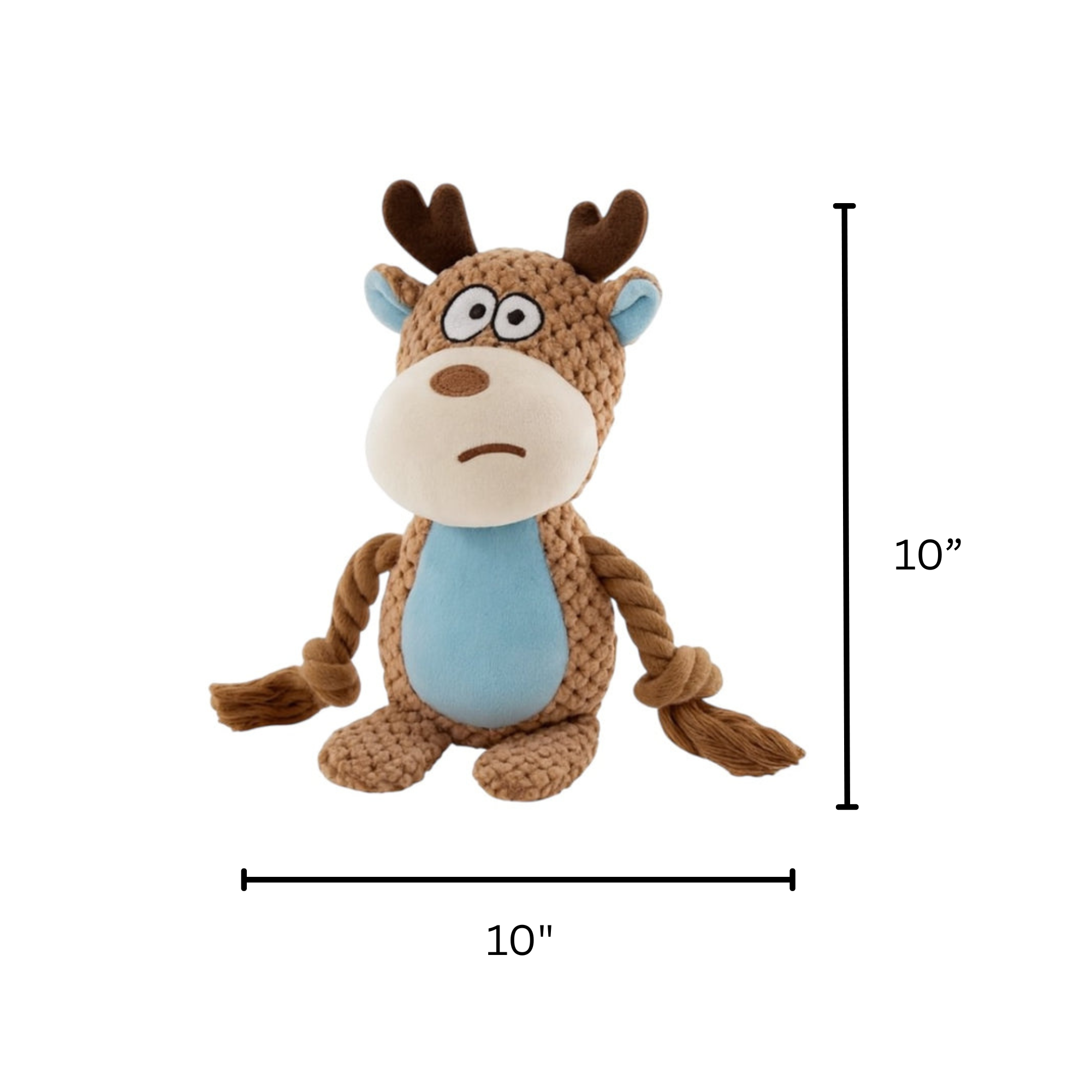 Reindeer Plush Dog Toy | Soft Squeaky Rope Toy - Pawlipop