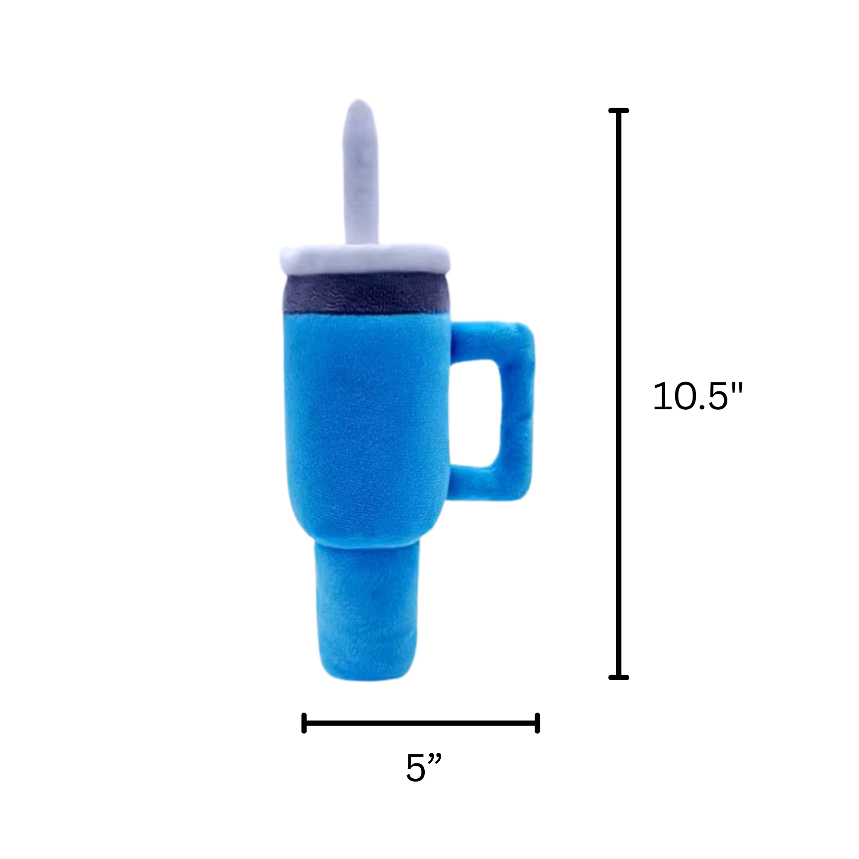 Blue mug-shaped ice cream pop with dimensions dog toy
