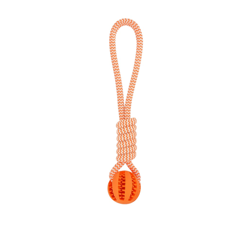 Dog toy Orange ball with a rope - Pawlipop