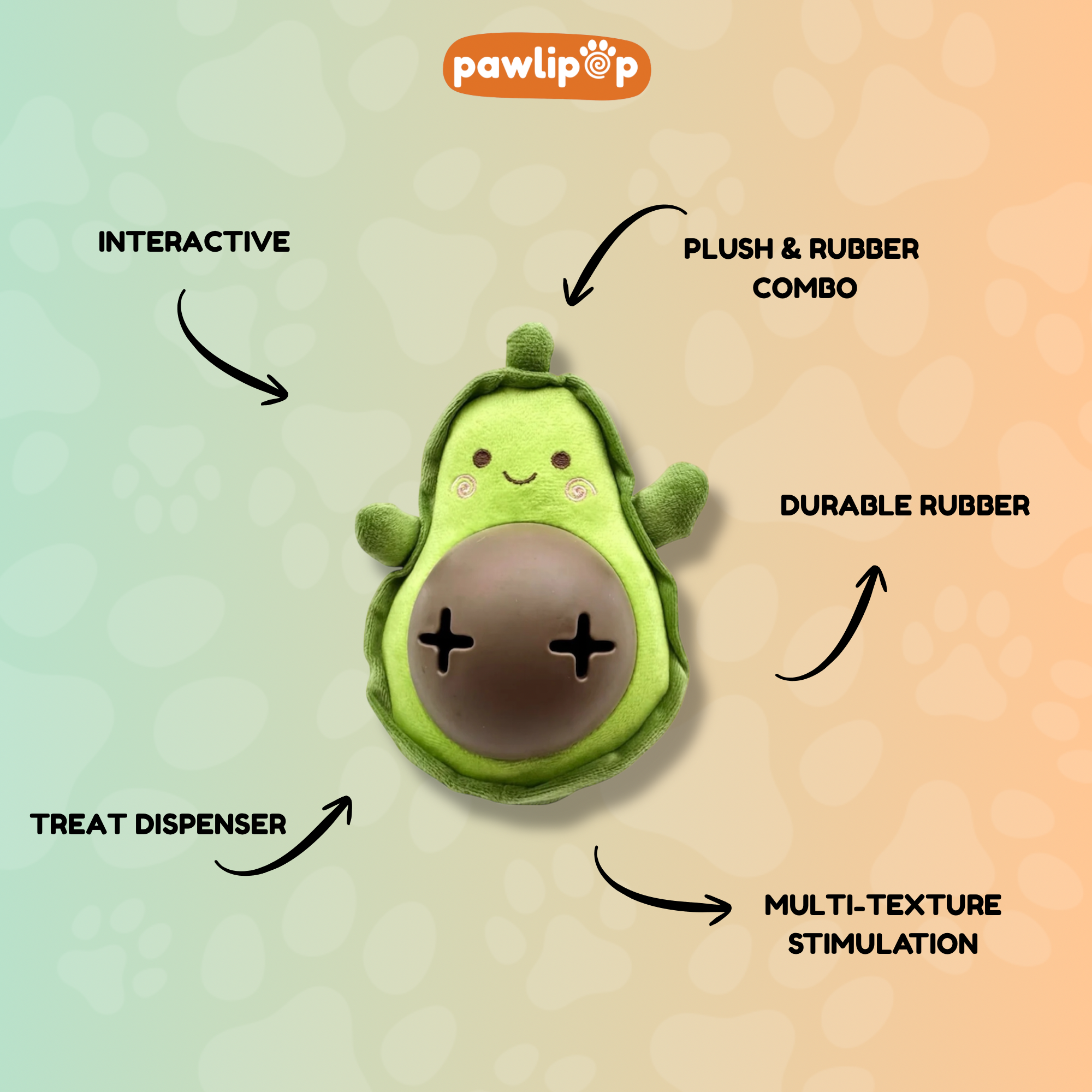 Guac’N’roll plush dog toy features.