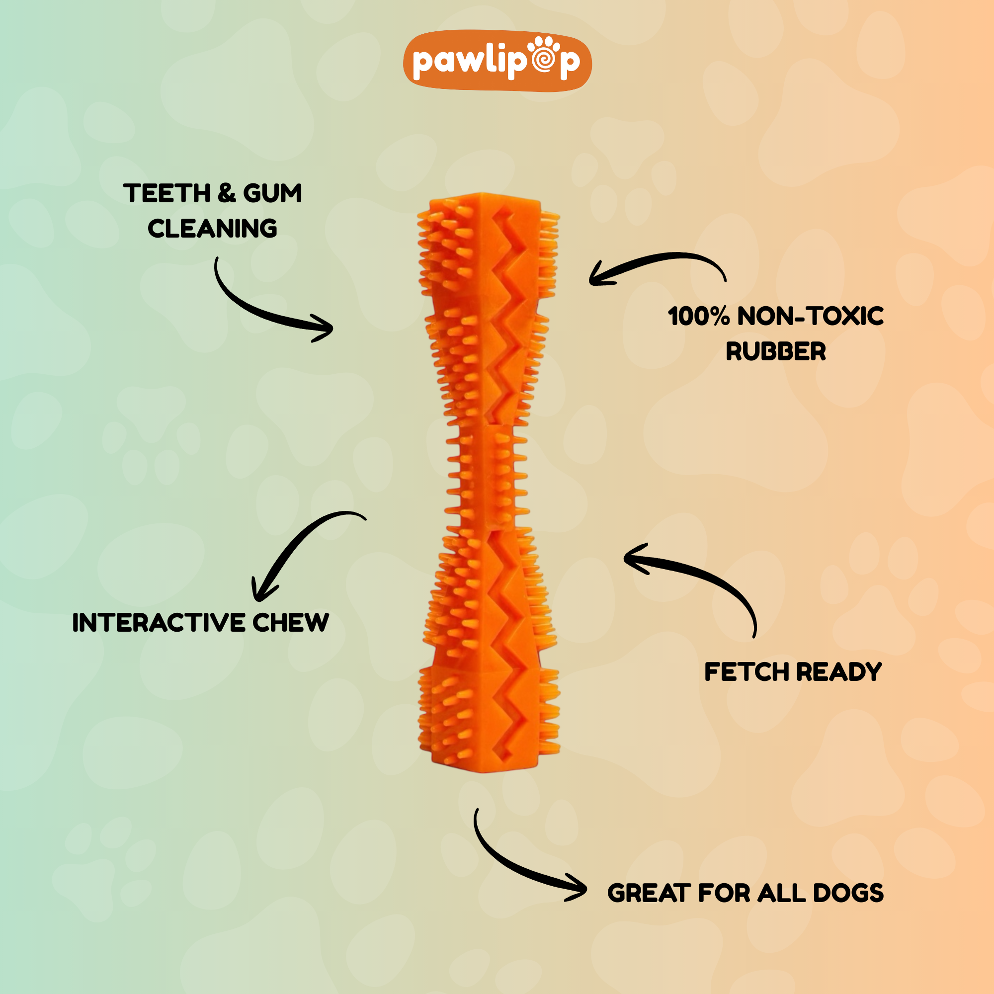 Rubber Dental Chew Toy | Tough Dental Cleaning Stick - Pawlipop