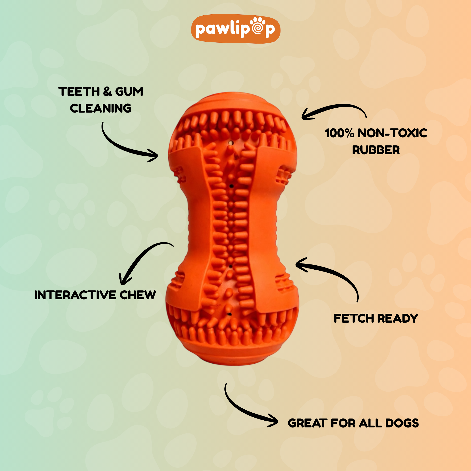 Durable Rubber Dumbbell Dog Super Chew Toy | Tough Dental Cleaning Toy - Pawlipop