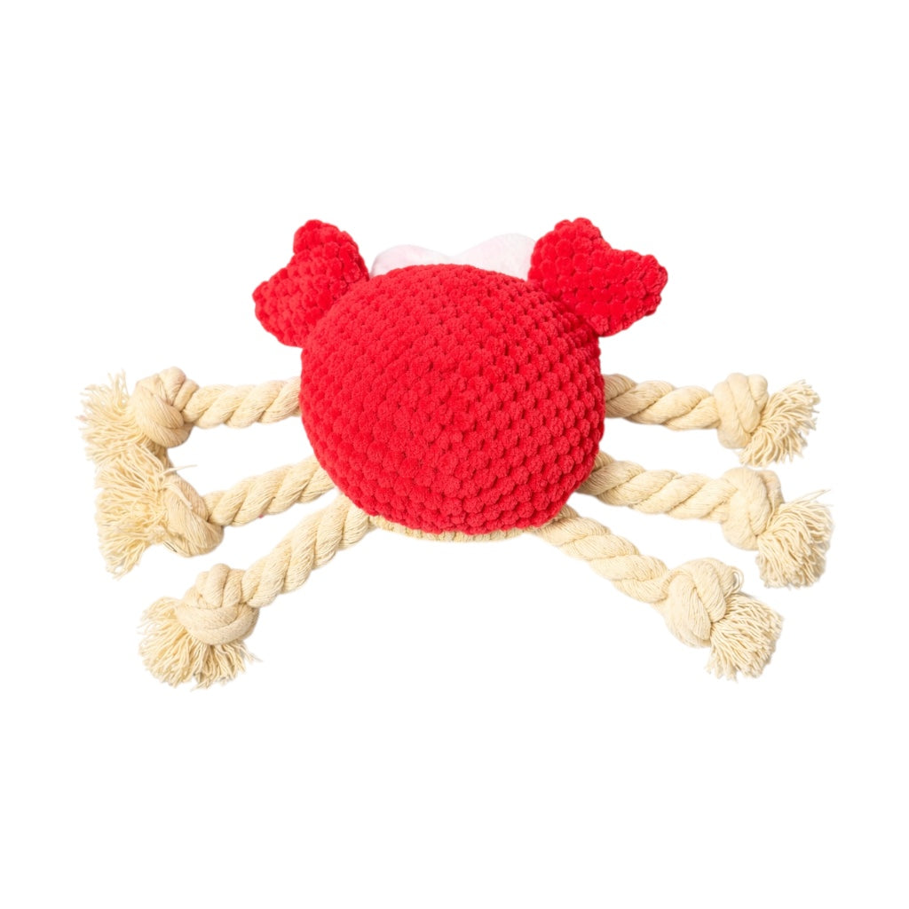 Crab Plush Dog Toy | Multi-Textured Plush & Rope - Pawlipop