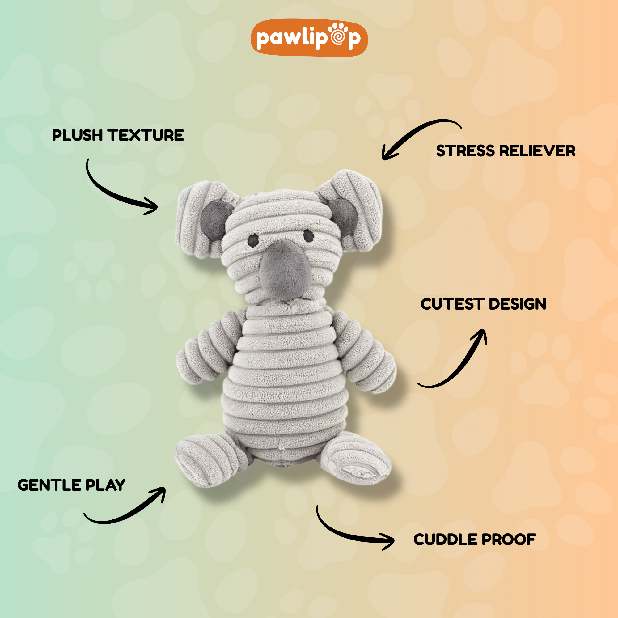 Pawlipop Plushie dog toy features 