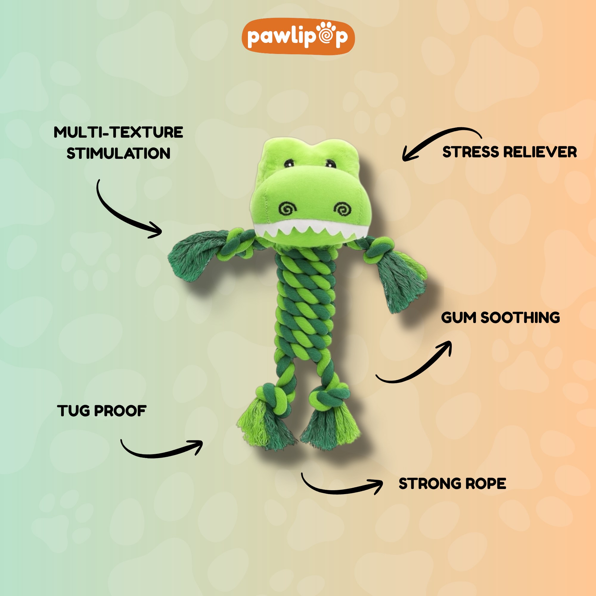 Mr. Chomps Plushie Rope Dog Toy features