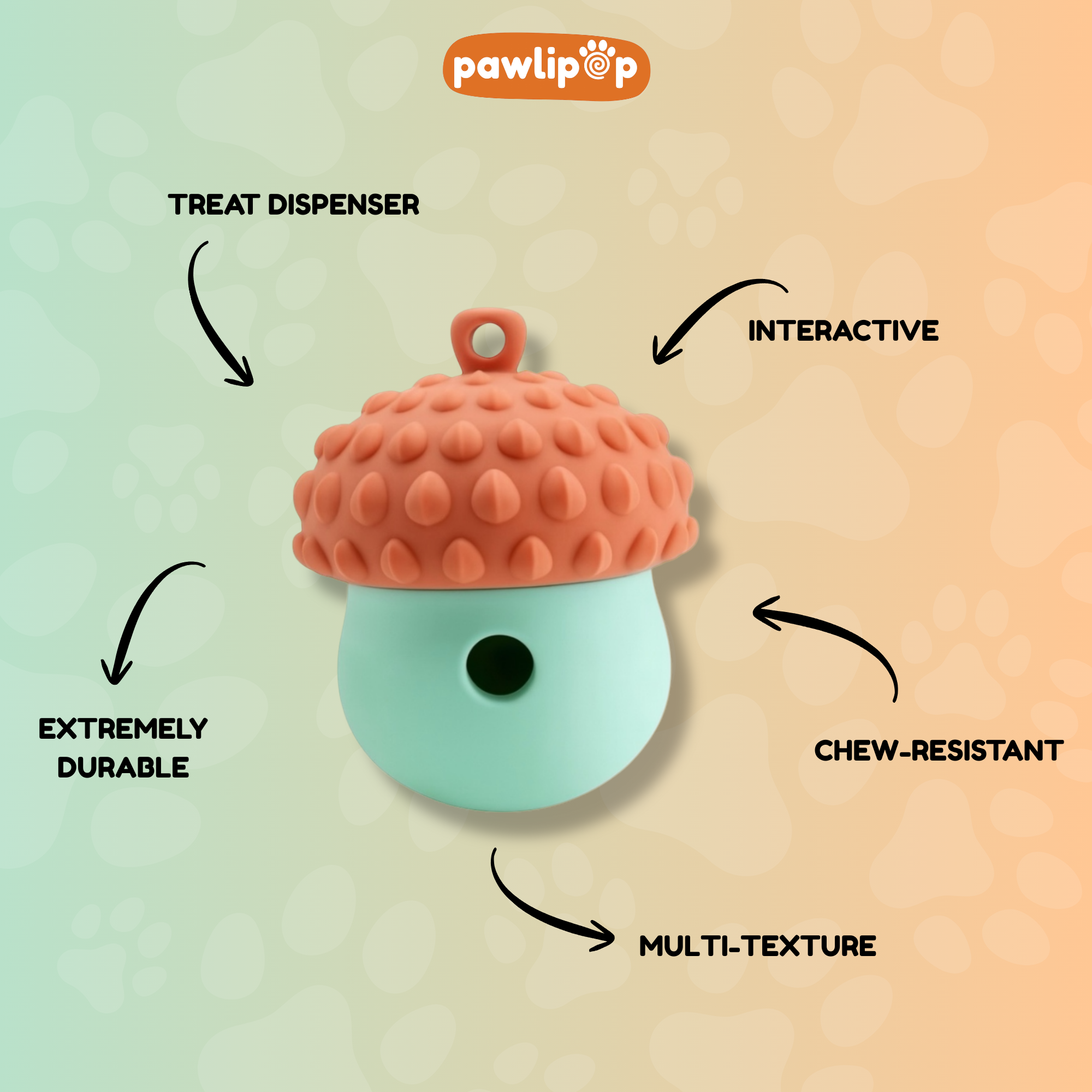 Pawlipop Acorn Treat-Dispensing Dog Toy features