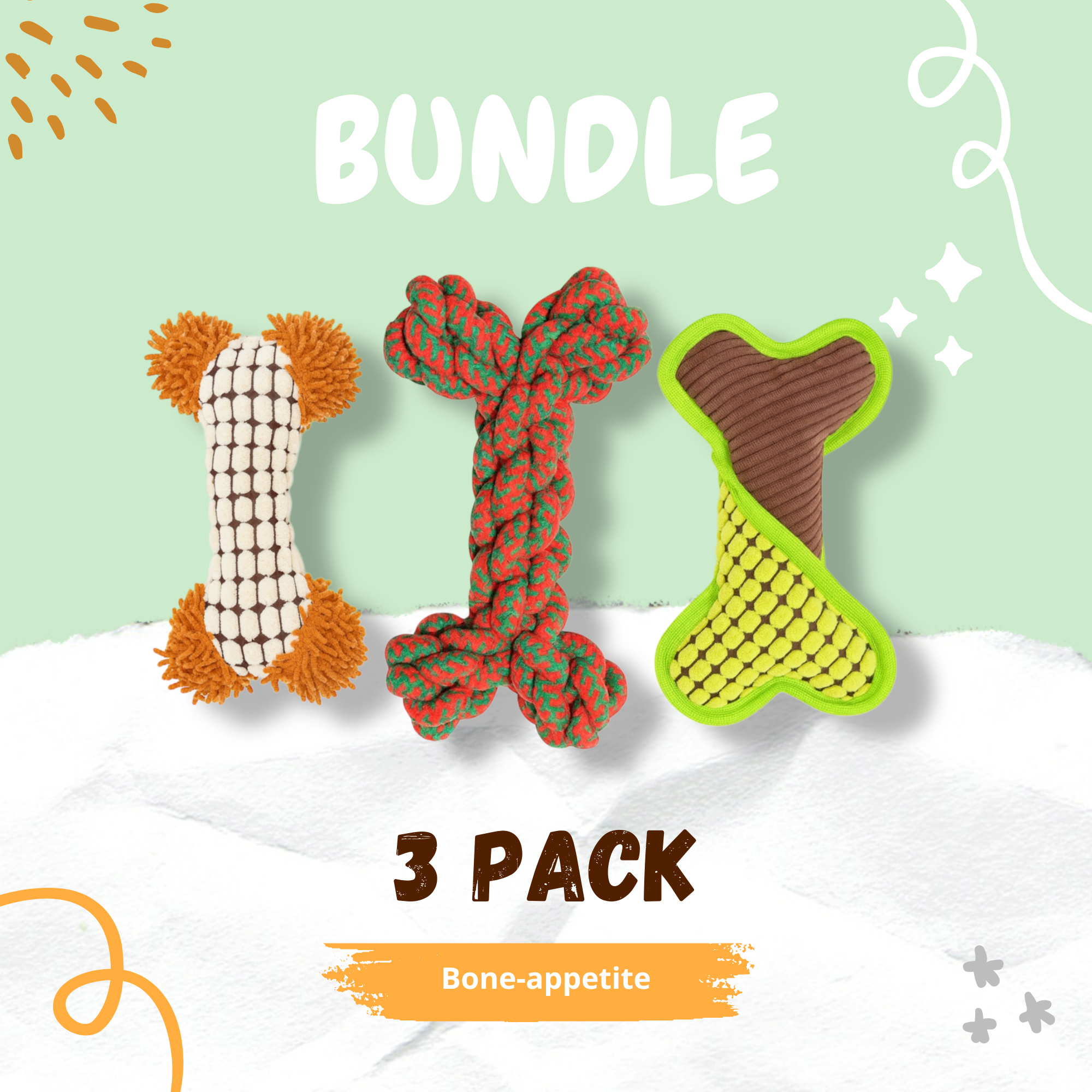 Pawlipop Bone-Appetite Bundle, tree bone dog toys bone shaped.