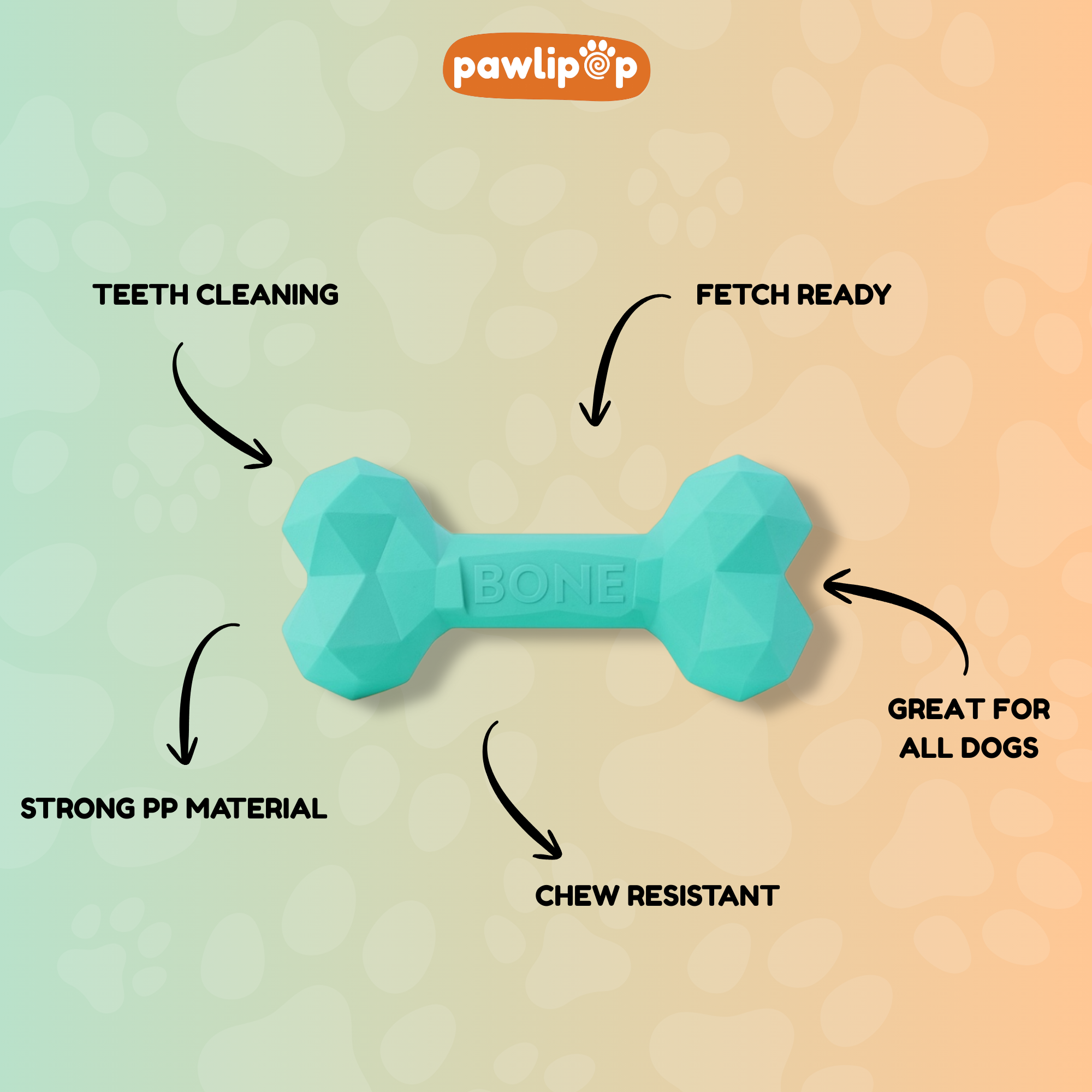 Pawlipop Chew Bone Dog Toy features