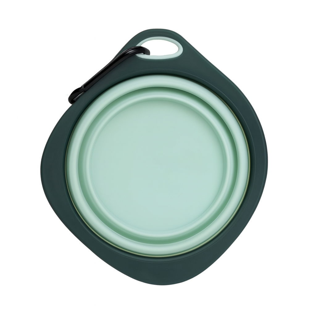 Pawlipop Collapsible pet bowl with green exterior and light green interior 