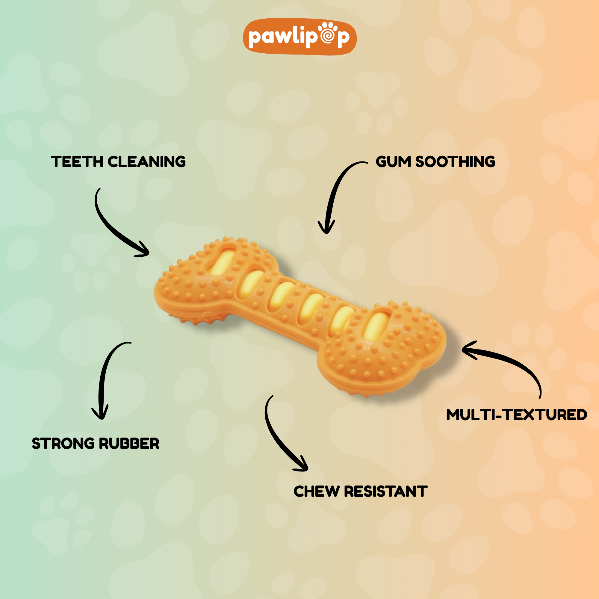 Pawlipop Dual-Texture Chew Bone dog toy features