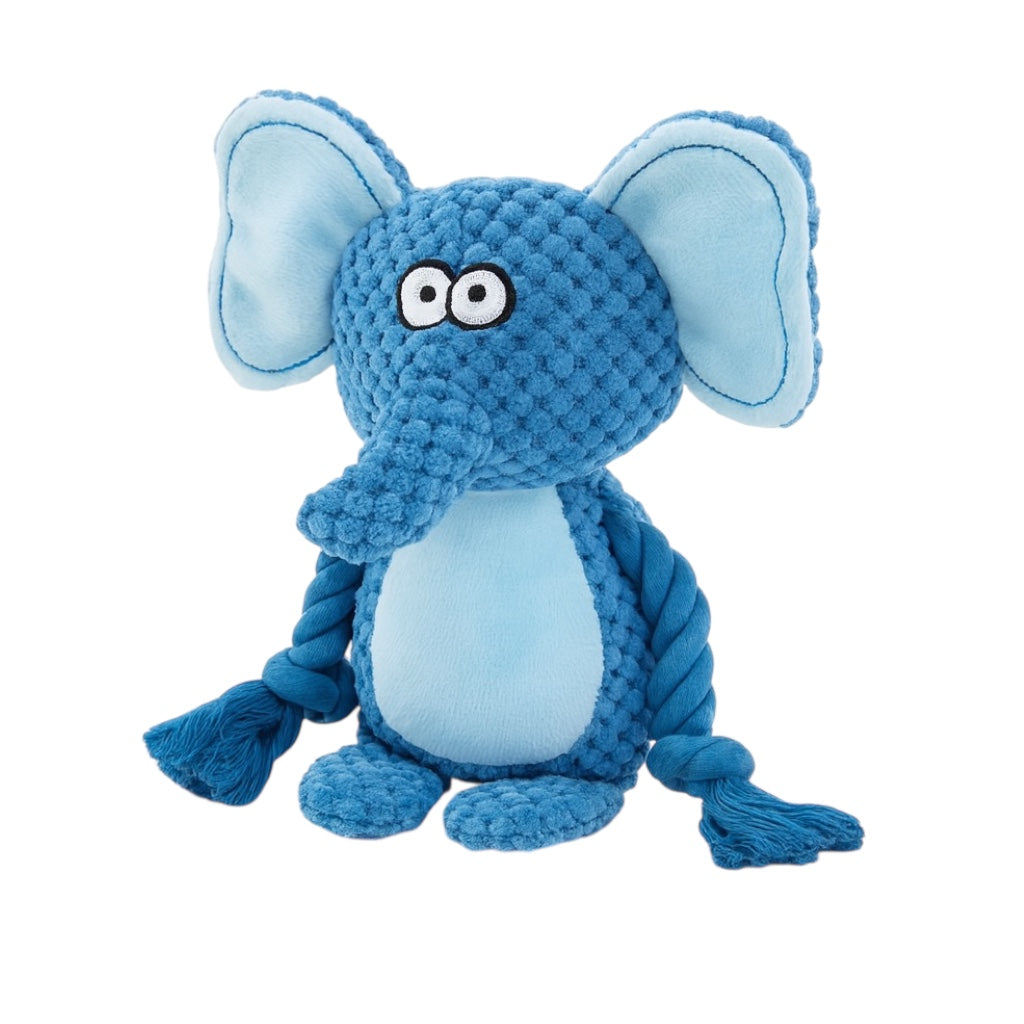 Pawlipop Elephant Plush, Rope, Squeaky Dog Toy