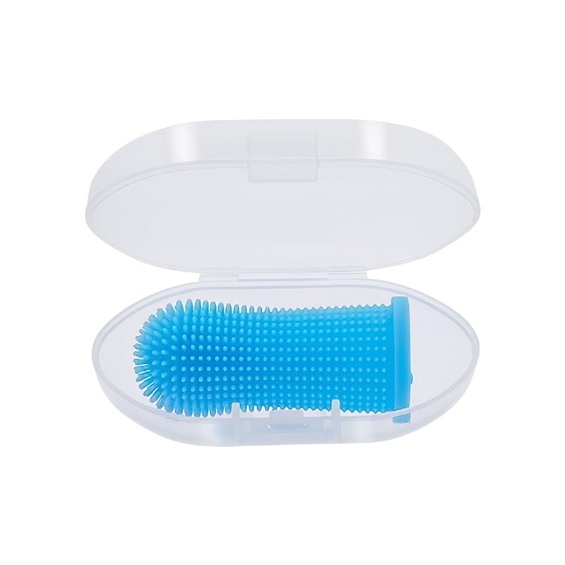 Pawlipop Finger Toothbrush in a case