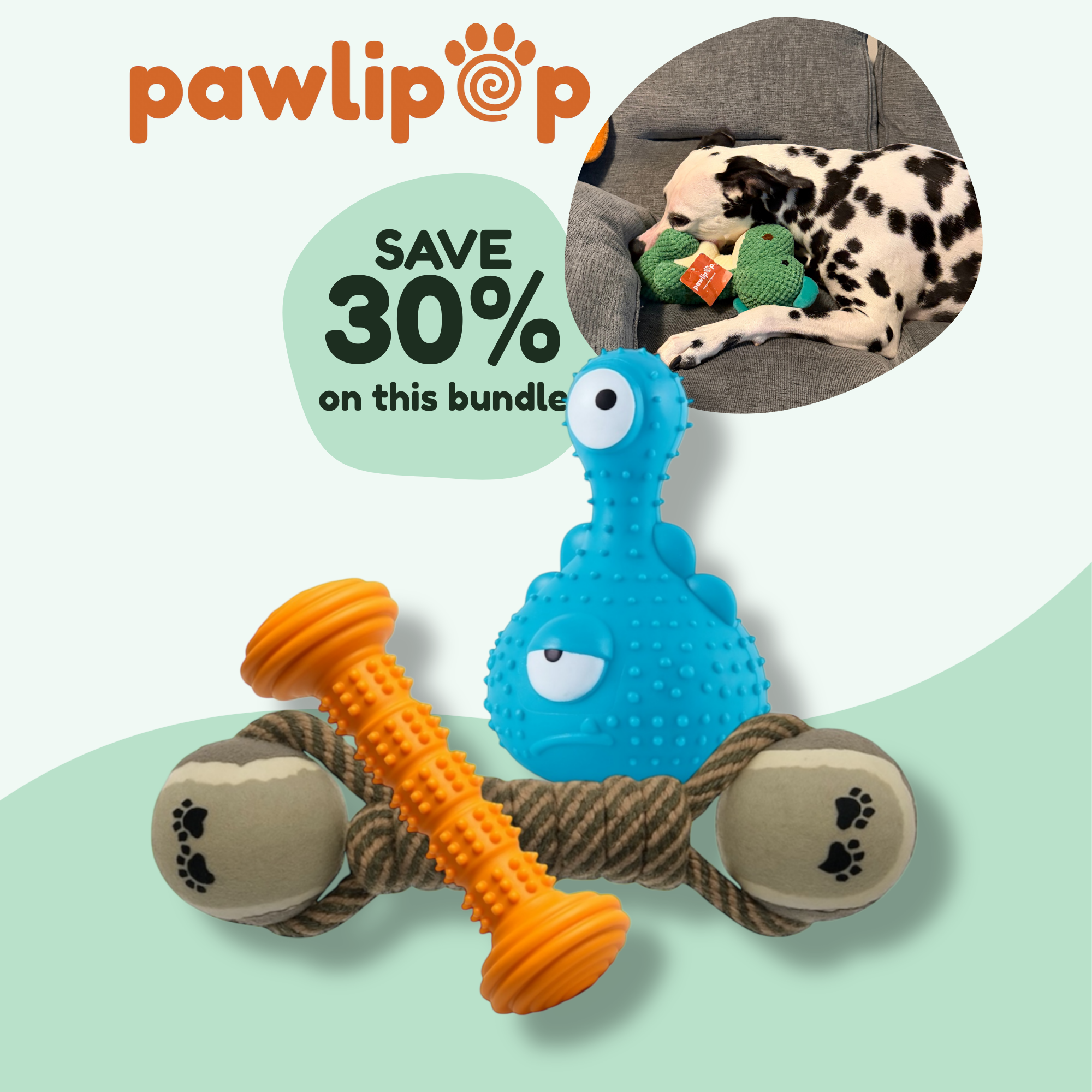 Pawlipop Gum-soothing bundle dog toys promotion