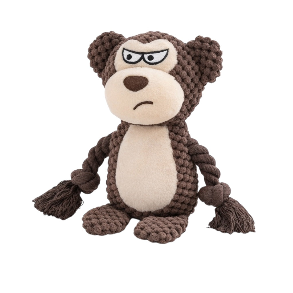 Pawlipop Monkey Plush, Rope, Squeaky Dog Toy