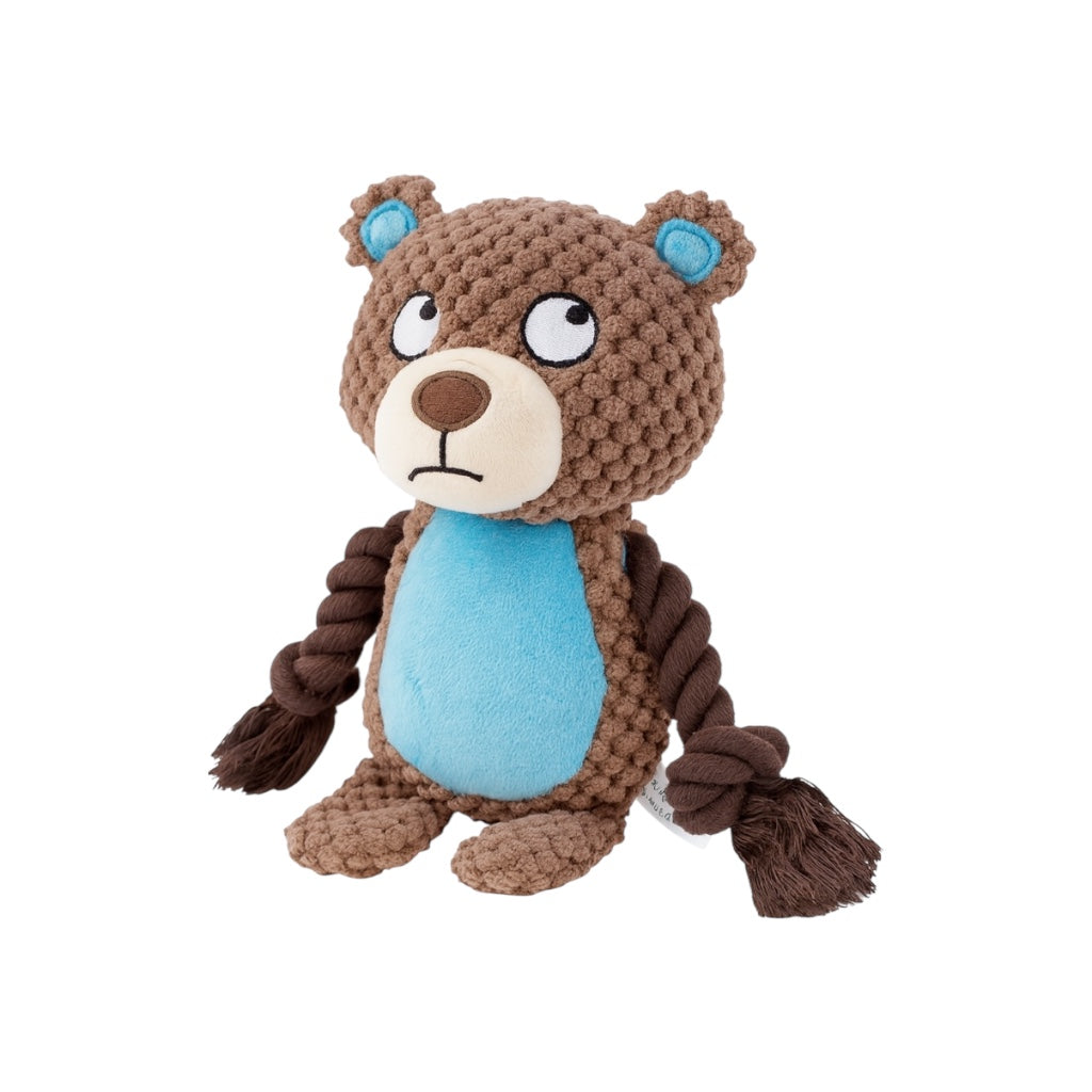 Pawlipop Plush Bear Dog Toy with Rope