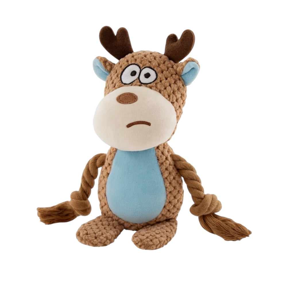 Pawlipop Reindeer Plush, Rope, Squeaky Dog Toy