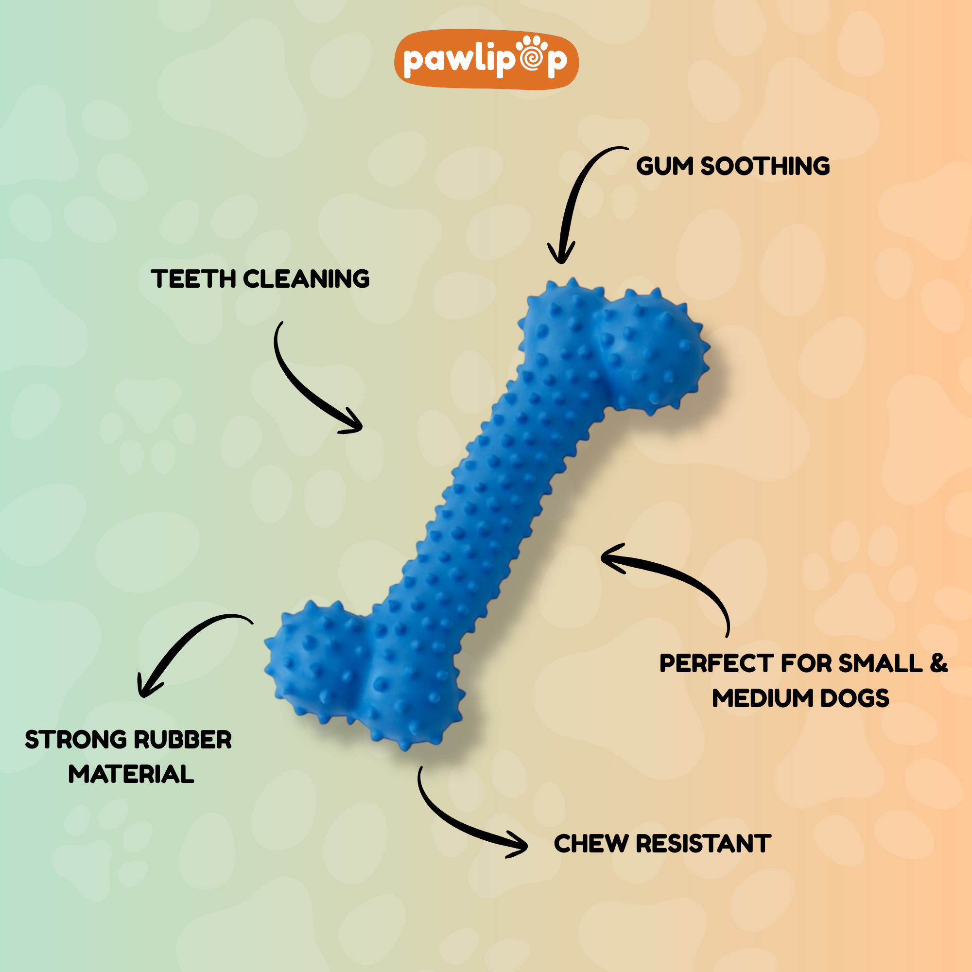 Pawlipop Rubber Bone Chew Dog Toy features