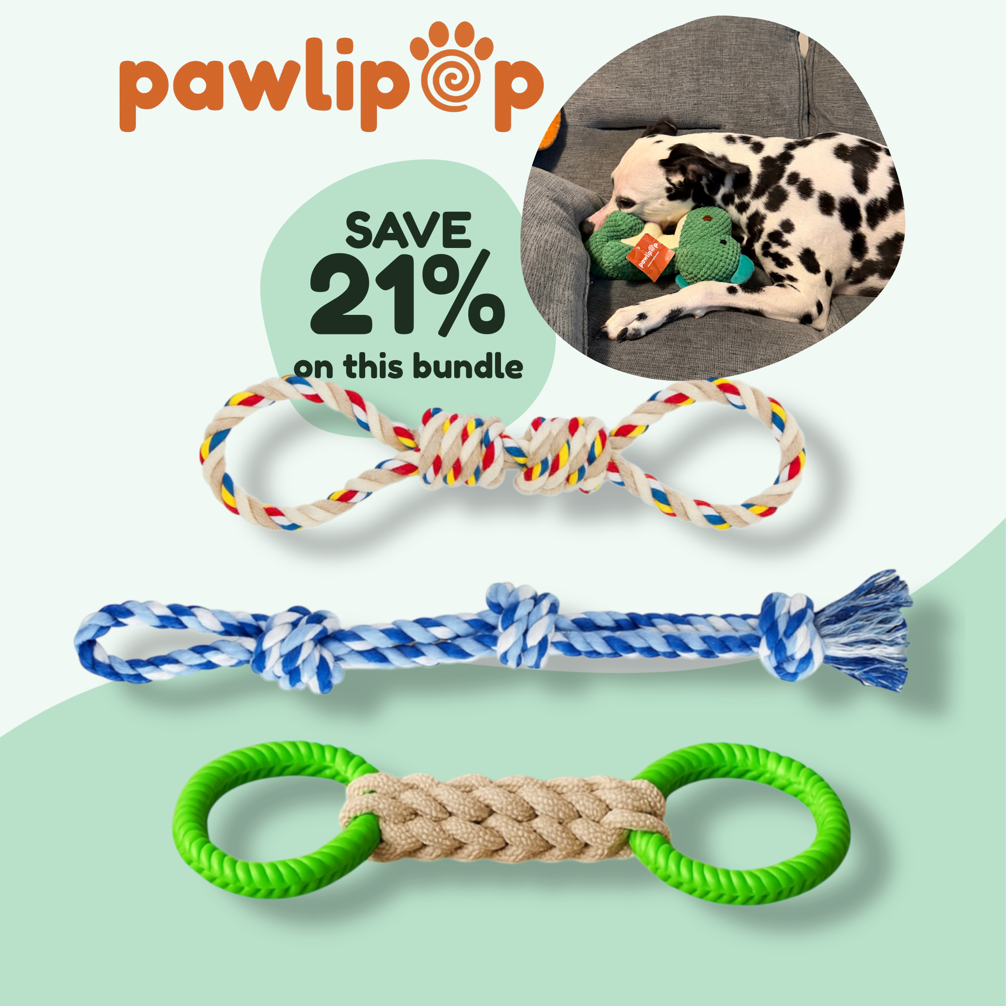 Pawlipop Tough Rope Bundle dog toys promotion 