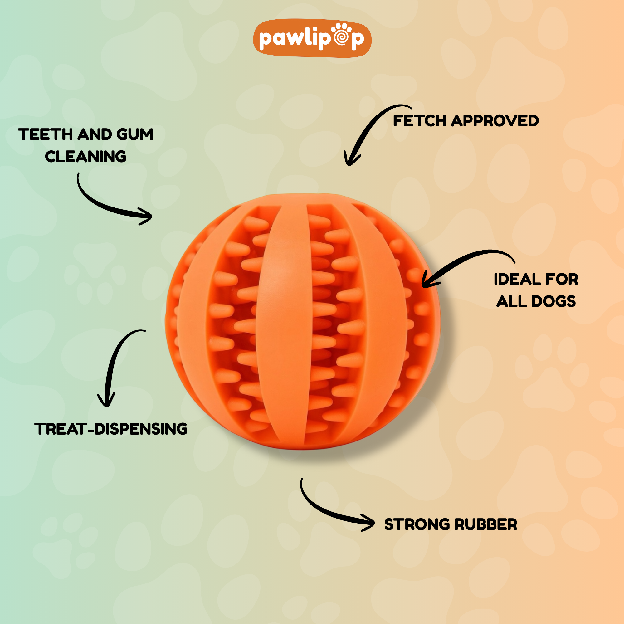 Pawlipop Treat-Dispensing Ball Dog Toy features