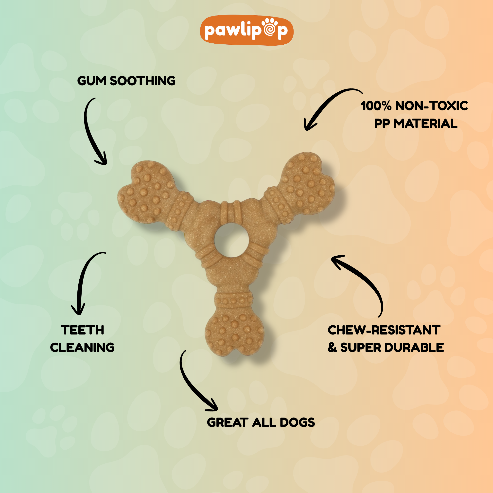 Pawlipop Tri-Bone Dog Chew Toy features