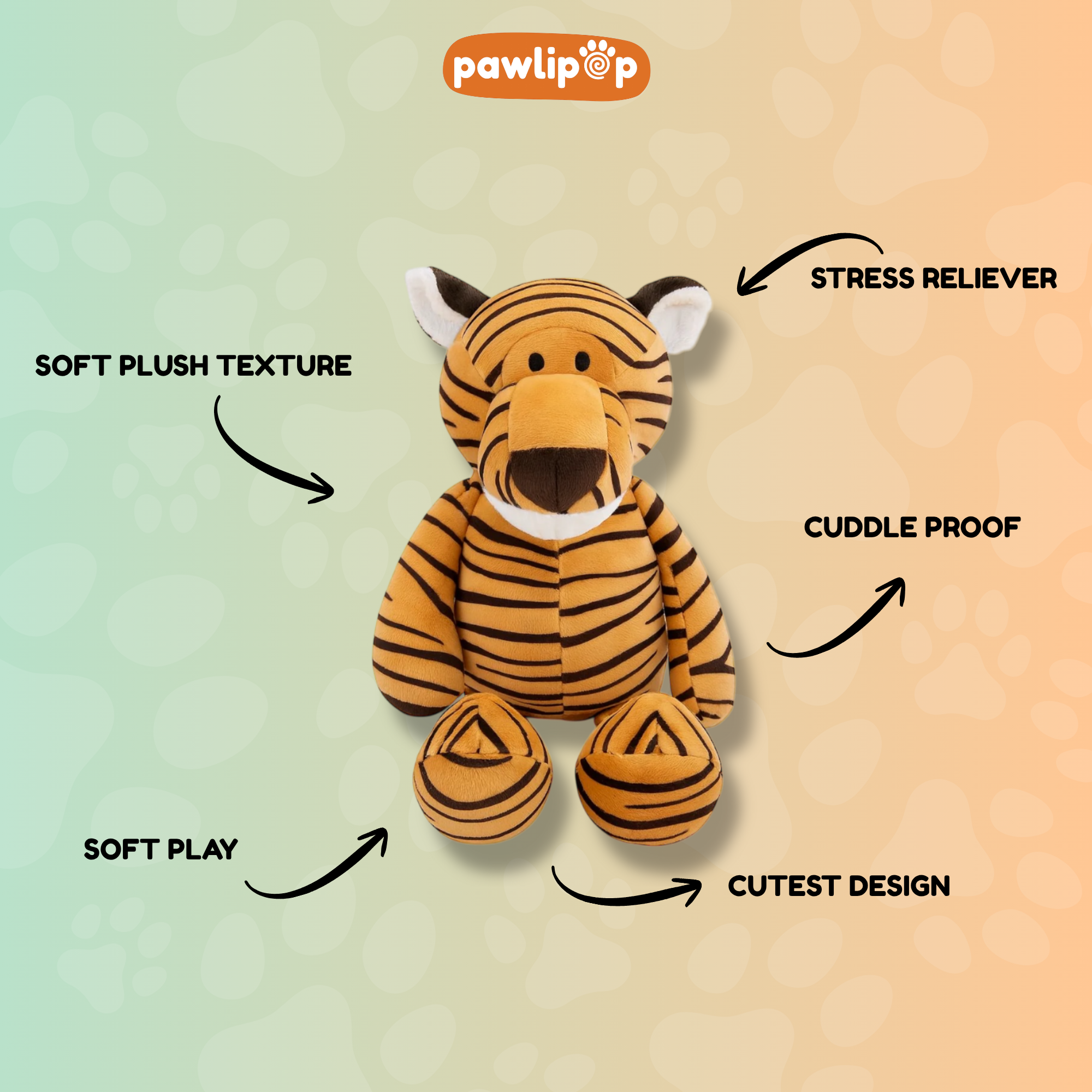 SnuggleStripes Plushie Dog Toy features