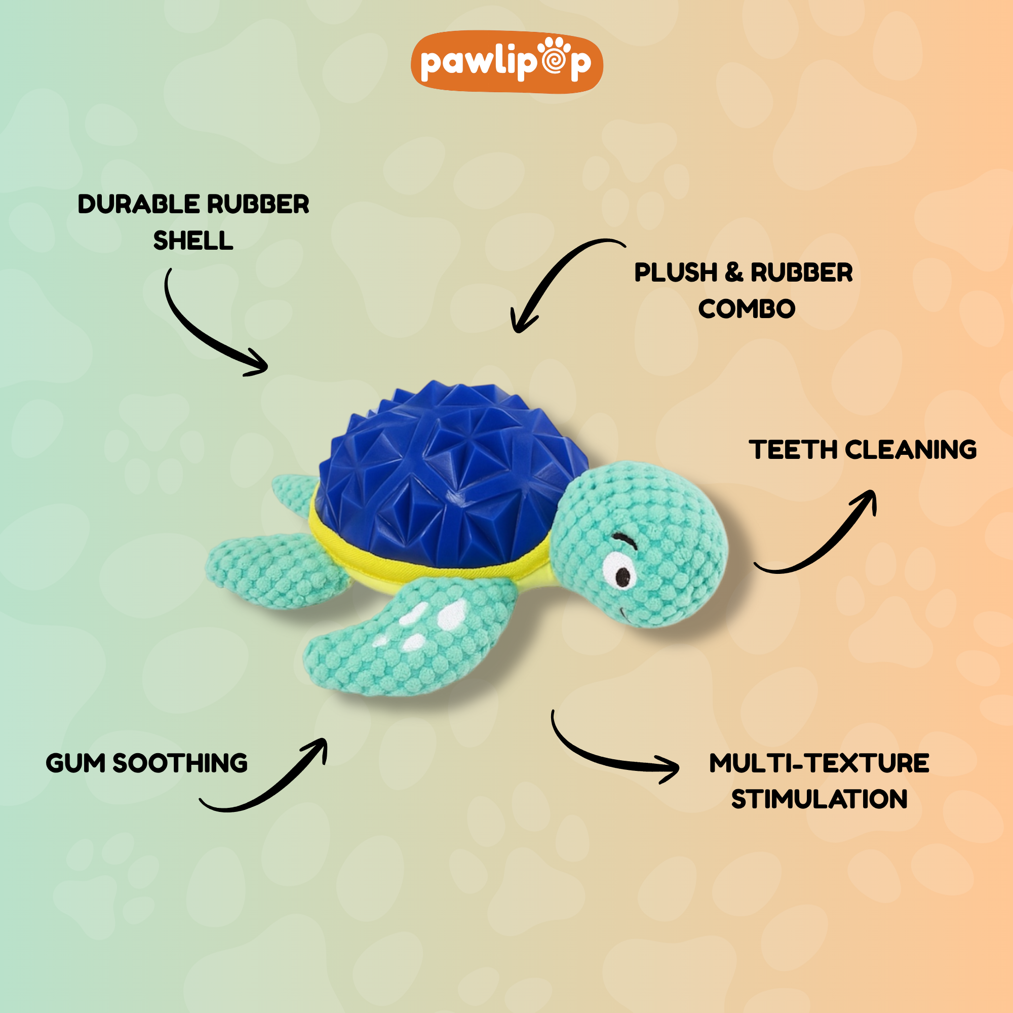 Turtle dog toy features